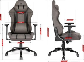 Herná ergonomická stolička HC-1013 – sivý poťah z kvalitnej textílie