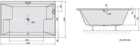 Polysan, DUPLA asymetrická vaňa 180x120x54cm, biela, 13611