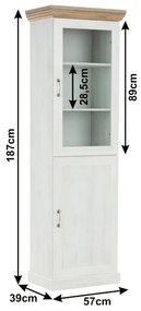 Kondela Vitrína ROYAL W1D, dvojdverová, sosna nordická/dub divoký