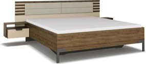 Posteľ s nočnými stolikmi Barea 180x200, béžová/dub atlantic