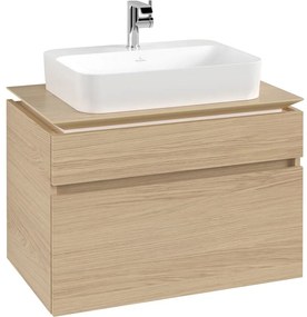 VILLEROY &amp; BOCH Legato závesná skrinka pod umývadlo na dosku (umývadlo v strede), 2 zásuvky, 800 x 500 x 550 mm, Nordic Oak, B75400VJ