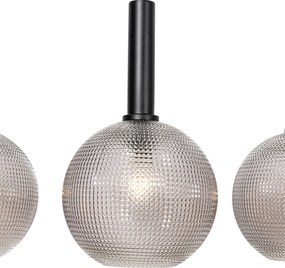 Dizajnové závesné svietidlo čierne s dymovým sklom 4-svetlo - Chico