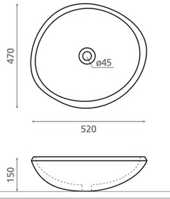 Bathco 00393 - Umývadlo na dosku RIO 52x47 cm kameň/šedá