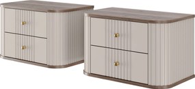 Nočné stolíky na stenu Vespera 56 cm - 2 ks - kašmírová / orech / zlatá