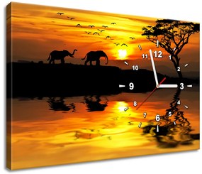 Gario Obraz s hodinami Afrika Rozmery: 100 x 40 cm