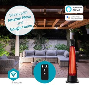 Nedis HTPA21BKW - Vonkajšie vykurovacie teleso SmartLife 600/1200W/230V Wi-Fi Tuya IP24