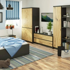 Šatníková skriňa S90 4D CLP - sivá/dub artisan