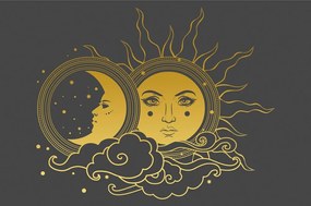Samolepiaca tapeta kontrast slnka a mesiaca