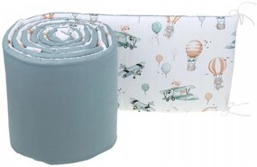 Ochranný mantinel do postieľky 180x30 cm BABYMAM PREMIUM - Let balónom/zelená