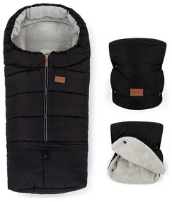 PETITE&MARS - SADA Detský fusak 3v1 JIBOT + rukávniky na kočiar JASIE čierna