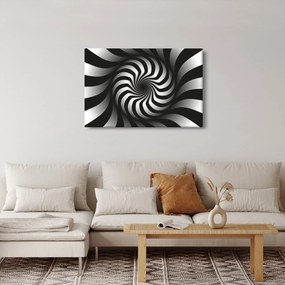 Abstraktný obraz čiernobiele špirály (90x60 cm)