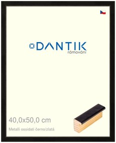 DANTIK rám na obraz 40x50 | Metalli oidati černozlatá (Plexi Čiré)