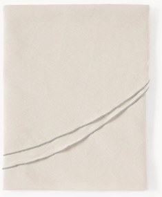 Okrúhly ľanový obrus dekoračným lemom Kennedy