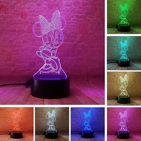 3Dmix 3DL-DRGB025 – 3D LED nočná lampa - Minnie Mouse (Dual RGB)