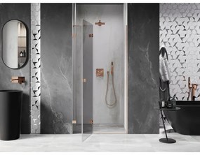 Mexen Lunar, výklopné sprchové dvere 95 cm, 8mm číre sklo, medený matný profil, 834-095-000-65-00-L