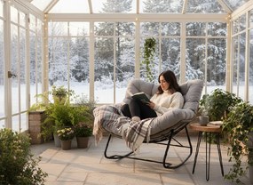 Garden Line Hojdacia stolička SVINGA 112 x 104 x 69 cm hnedý ratan, sivé vankúše