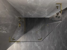 Mexen Lunar, L päťuholníkový sprchový kút naklápací doľava 100 x 80 cm, 8mm číre sklo, zlatý profil, 831L-100L-080P-50-00-L
