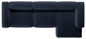 Tmavomodrá menčestrová rohová pohovka (pravý roh/s leňoškou) Bergamo – Cosmopolitan Design