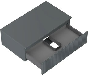 Mexen Rivel, kúpeľňová skrinka 80 cm s pracovnou doskou, 1 zásuvka, drážkovaná, grafitová matná, 91A20-08023-1-BFC66