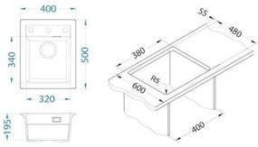 ALVEUS 1139771 - Kuchynský drez ATROX 50x40 cm granit/čierna