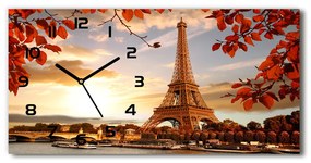 Vodorovné Sklenené hodiny na stenu Eiffelova veža Paríž pl_zsp_60x30_f_126000678