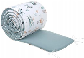 Ochranný mantinel do postieľky 180x30 cm BABYMAM PREMIUM - Let balónom/zelená