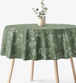 Goldea okrúhly obrus 100% bavlnené plátno - bylinkové lístky Ø 130 cm