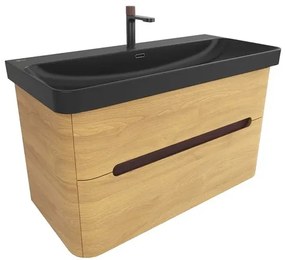 Kúpeľňová skrinka s umývadlom SAT Fusion 97,5x53x45 cm dub medový mat SATFUS2100DMBKMB, 1 ks