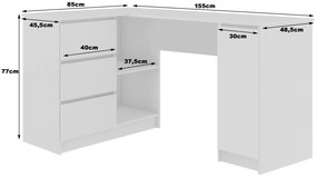 Rohový PC stolík Bevin (dub sonoma + biela) (L). Akcia -20%. Vlastná spoľahlivá doprava až k Vám domov. 1128561