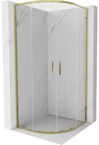 Mexen Exo, posuvný polkruhový sprchový kút 90 x 90 cm, číre sklo, zlatá, 8132-090-090-50-00
