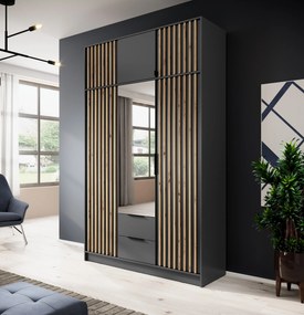 Nástavec na skříň Nelly 206 cm grafit/dub artisan