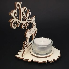 AMADEA Drevený svietnik jeleň, výška 10 cm