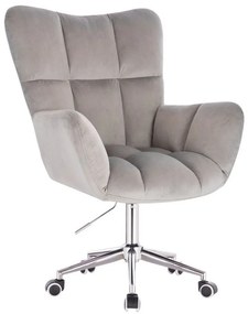 LuxuryForm DESIGN Otočné kreslo AURORA VELUR na striebornej podstave s kolieskami - svetlo šedé
