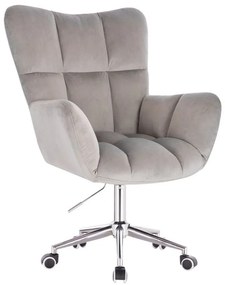 LuxuryForm DESIGN Kreslo AURORA VELUR na striebornej podstave s kolieskami - svetlo šedé