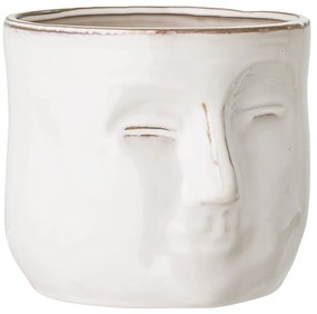 Biely terakotový kvetináč Bloomingville Ignacia, výška 15,5 cm