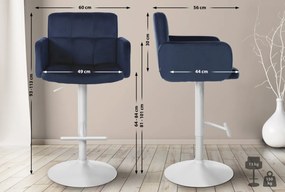 Barová stolička Los Angeles - zamat, biely rám - blue