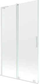 Mexen Velar L, 2-krídlová posuvná vaňová zástena 110 x 150 cm, 8mm číre sklo, biely profil, 896-110-003-01-20