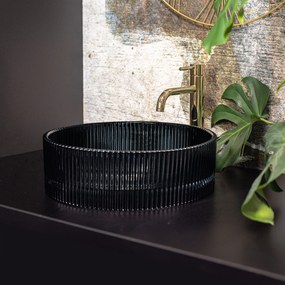 Rea Ingrid, sklenené umývadlo na dosku 395x395x120mm, čierna, REA-U6800