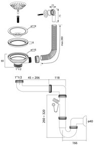 Sink Quality Sink55, kuchynský granitový drez 780x460x215 mm + zlatý sifón, čierna so zlatými bodmi, SKQ-SINK.L.1KDOL.XG