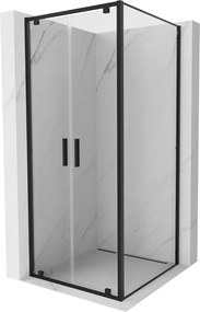 Mexen Exo, výklopná sprchová kabína, dvere 110 cm + bočná stena 110 cm, transparentné sklo, čierna, 8182-110-110-70-00