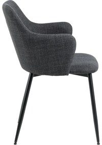 Antracitové čalúnené jedálenské kreslá v súprave 2 ks Ilsa – Actona