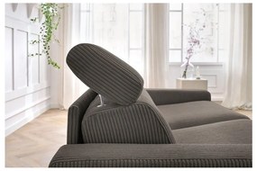 Sivohnedá menčestrová rozkladacia pohovka 215 cm Monaco – Bobochic Paris