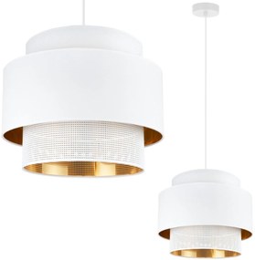 Závesné svietidlo Asti, 1x PVC/biele textilné tienidlo, (fi 35cm), g/c, w