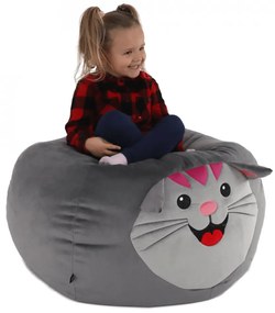 Detský sedací vak BABY s mačičkou — 60×45, sivá