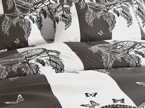 Sada mikroplyšových obliečok TIRSO sivo-biele + obliečka mikroplyš SOFT 90x200 cm biele, jednolôžko