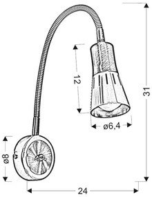 Flexibilná lampička ARENA 1xE14/40W/230V chróm