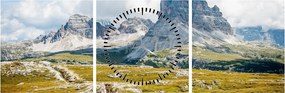Obraz - Talianske Dolomity (s hodinami) (90x30 cm)