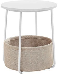 Okrúhly príručný stolík, malý stolík, biela a béžová farba