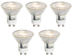 Sada 5 GU10 50 mm 3-krokovo stmievateľných LED žiaroviek Kelvin číra 4,9 W 450 lm 2000 – 2700 K