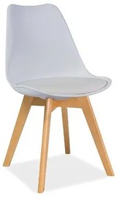 Jedálenská stolička: KRIS BUK - drevo buk/ ekokoža biela